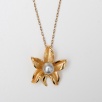 Silver Necklace with Pearl Flower Design