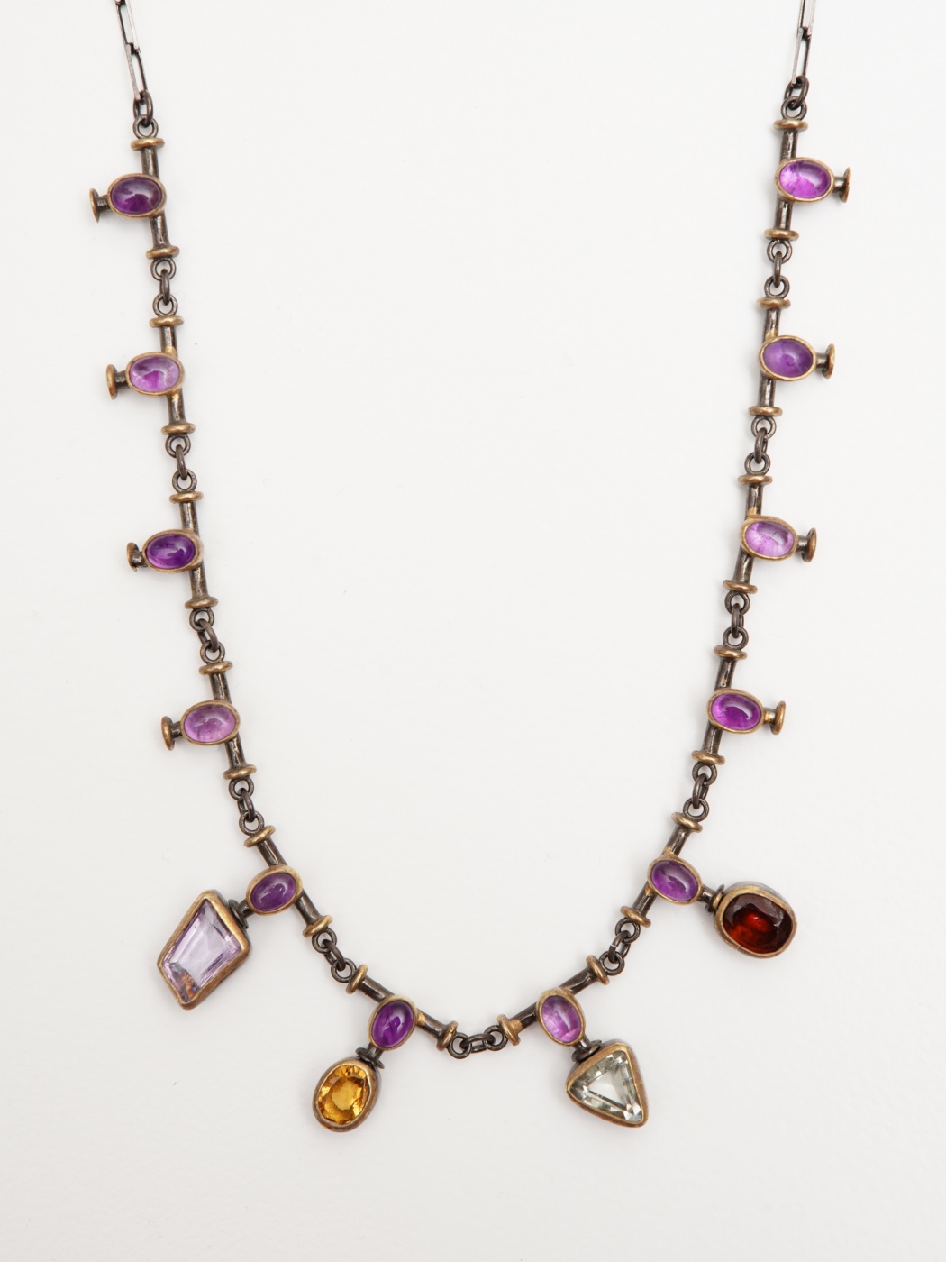 Silver Necklace with Natural Stones