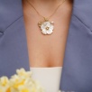 Pearl Silver Necklace with Floral Design