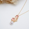 Silver Enamel Embroidered Necklace with Pearl