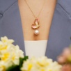 Silver Enamel Embroidered Necklace with Pearl