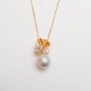 Pearl Silver Necklace with Floral Design