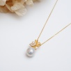 Pearl Silver Necklace with Floral Design