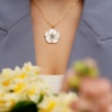 Mother of Pearl Silver Necklace with Floral Design