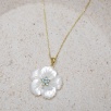 Mother of Pearl Silver Necklace with Floral Design