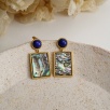 Silver Earrings with Pearl and Lapis Lazuli Stones