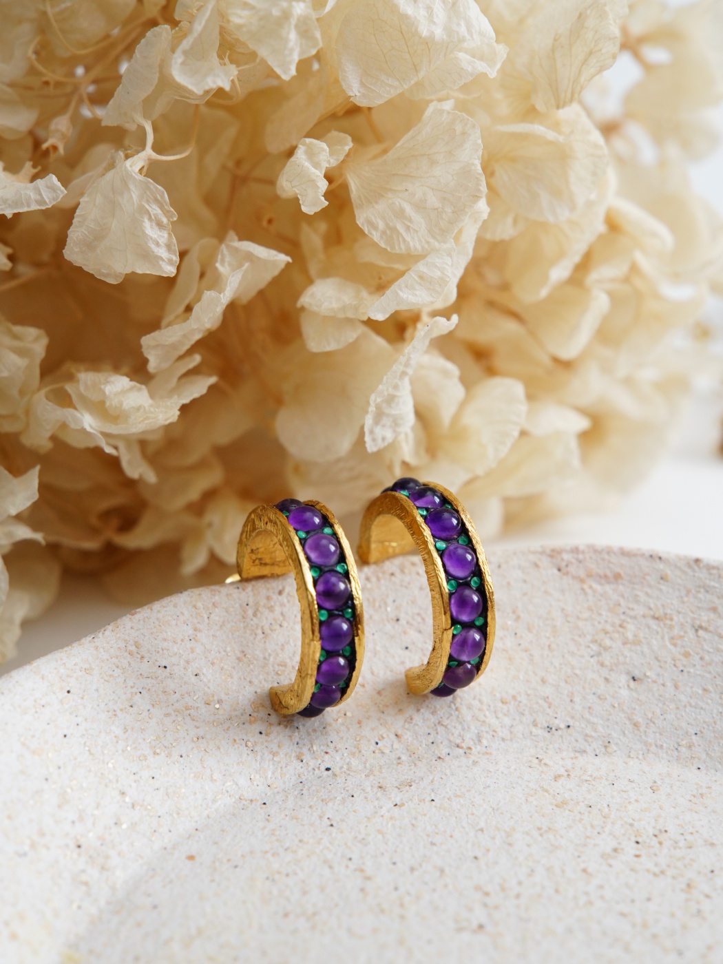 Silver Earrings with Amethyst Stone