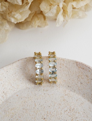 Aqua Marine Silver Earrings with Stones
