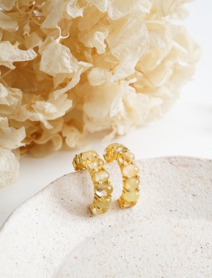 Silver Earrings with Rutile Quartz Stones