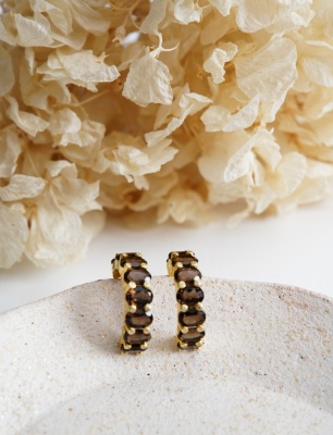 Silver Earrings with Smoky Quartz Stone