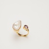 Silver Ring with Baroque Pearl and Amethyst Stone