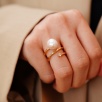 Silver Ring with Zircon Detail Pearl