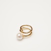 Silver Ring with Zircon Detail Pearl