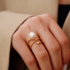 Silver Ring with Zircon Detail Pearl