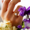 Pearl Silver Ring with Floral Design