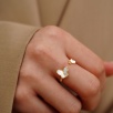 Mother of Pearl Ring with Butterfly Design