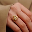 Enamel Embroidered Silver Ring with Butterfly Design