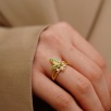 Enamel Embroidered Silver Ring with Butterfly Design