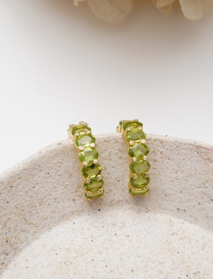 Silver Earrings with Peridot Stones