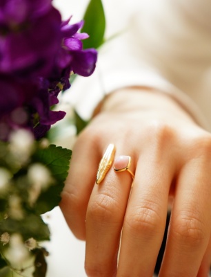 Silver Ring with Coral Stone