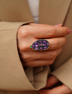 Handmade Design Silver Ring With Amethyst Stone