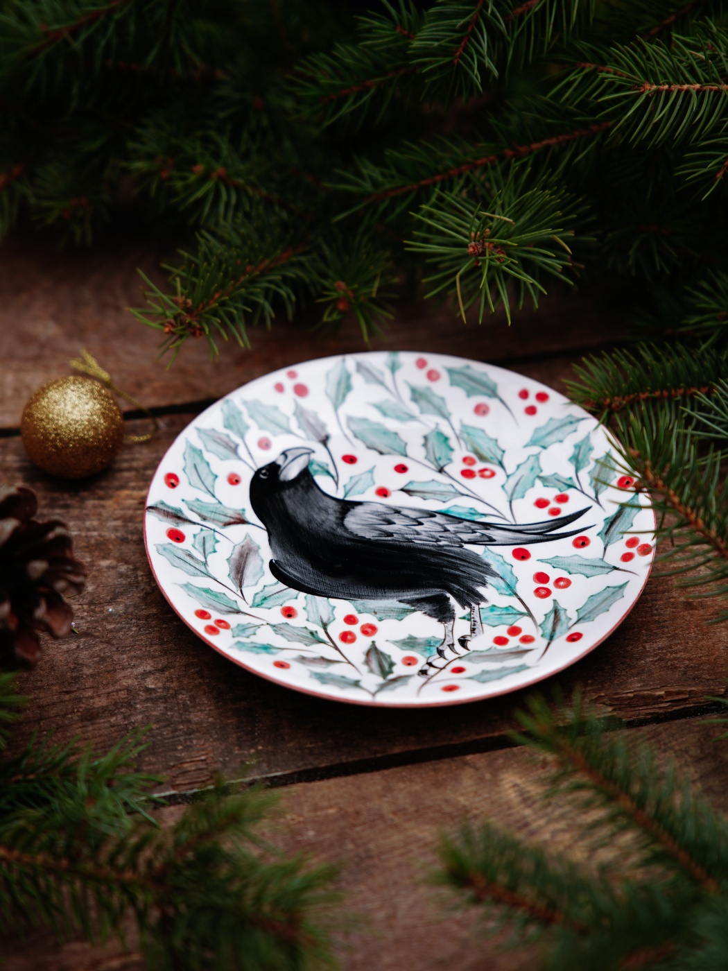 Handcraft Design Tile Plate Crow