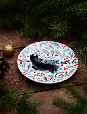 Handcraft Design Tile Plate Crow