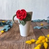 Kırmızı Çiçek Latte Kahve Mug