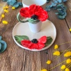 Latte Coffee Mug Set with Poppy Flowers