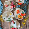 Latte Coffee Mug Set with Poppy Flowers