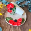 Latte Coffee Mug Set with Poppy Flowers