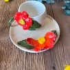 Büyük Kırmızı Çiçekli Kahve Mug Set