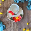 Büyük Kırmızı Çiçekli Kahve Mug Set