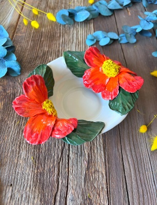 Small Bowl with Red Flowers