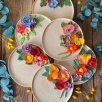 Big Plate with Colorful Bouquet Design