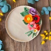 Big Plate with Colorful Bouquet Design
