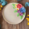 Big Plate with Pink and Blue Flowers