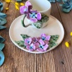 Coffee Mug Set with Purple Flowers