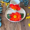 Coffee Mug Set with Big Red Flower