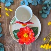 Coffee Mug Set with Big Red Flower