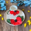 Turkish Coffee Cup Set with Big Poppy Flower