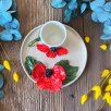 Turkish Coffee Cup Set with Big Poppy Flower
