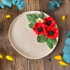 Cake Plate with Poppy Flowers