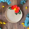 Mug Plate with Big Red Flower