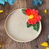 Mug Plate with Big Red Flower