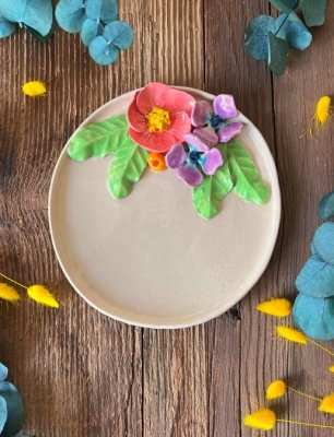 Cake Plate with Pink Flowers