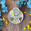Turkish Coffee Cup Set with Daisy Flowers