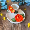 Turkish Coffee Cup Set with Orange Flowers