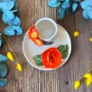 Turkish Coffee Cup Set with Orange Flowers