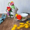 Kırmızı Çiçekli Cappuccino Kahve Mug